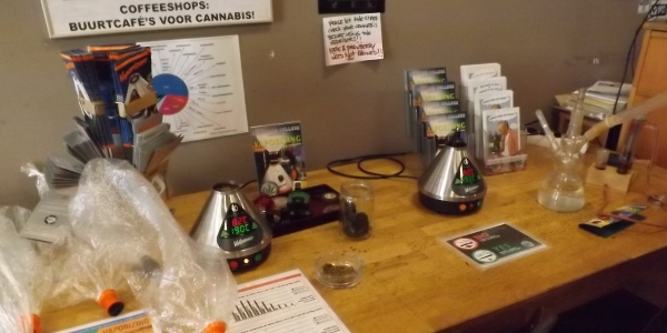 Vaporizing station at the Cannabis College in Amsterdam