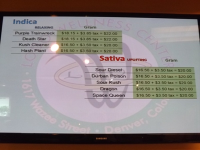 Marijuana prices at Lodo