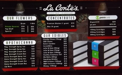 LaContes Marijuana Menu