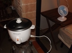 Rice cooker and fan for making cannabis oil