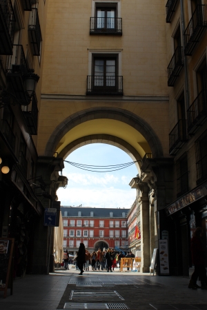 Under an arch in Madrid Spain