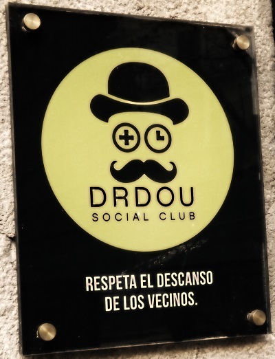 Sign outside Barcelonas Dr Dou Weed Club