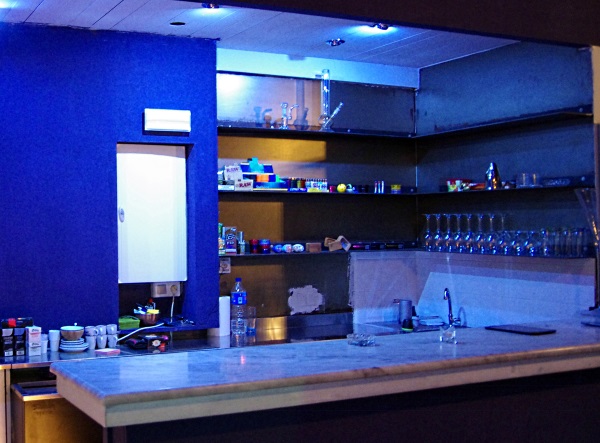 Bar area at Blue Magic weed club Barcelona