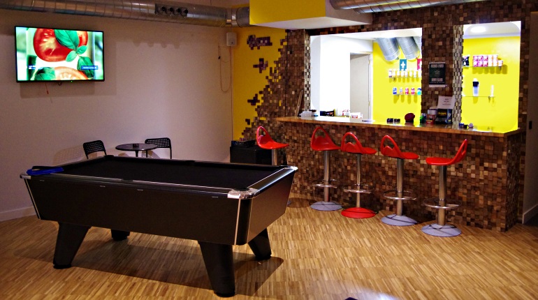 Pool Table and Snacks Bar at Mon Ami Cannabis Social Club in Barcelona