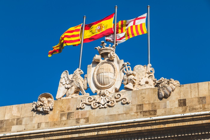 Outside the Palace Building in Barcelona Spain