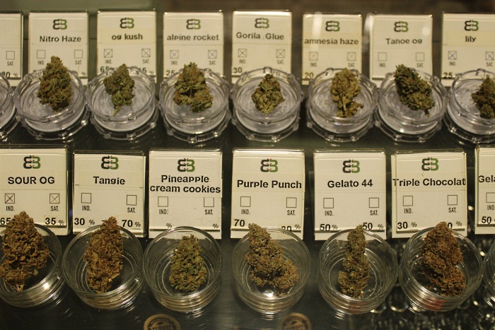 Marijuana products at Belveda cannabis social club in Barcelona, Spain.  