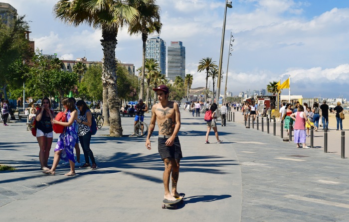 Skateboarding is awesome after smoking weed in Barcelona